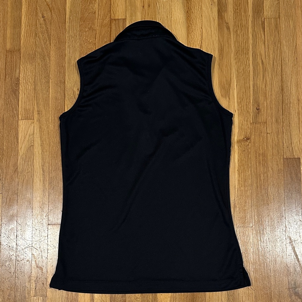 *last chance* Monterey Club | Women's Black Sleeveless Polo Top, cheetah accent - Picture 12 of 12